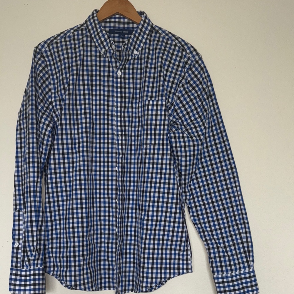 Classic Blue and White Plaid Men's Shirt